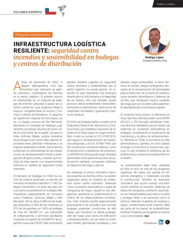 INFRAESTRUCTURA LOGÍSTICA RESILIENTE: seguridad contra incendios y sostenibilidad en bodegas y centros de distribución