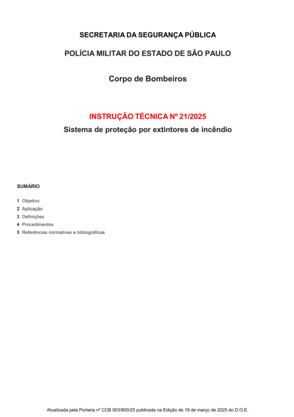 Instrução Técnica 21/2005 - Sistema de proteção por extintores de incêndio