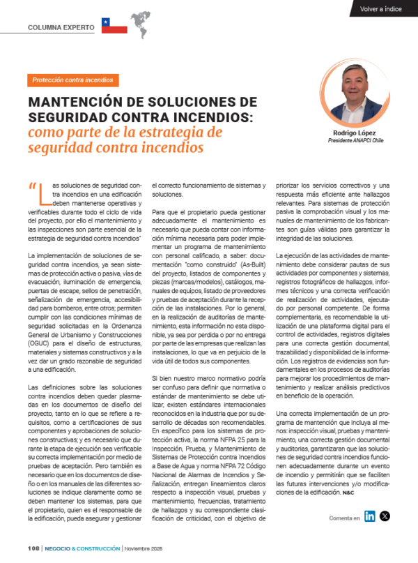 MANTENCIÓN DE SOLUCIONES DE SEGURIDAD CONTRA INCENDIOS: como parte de la estrategia de seguridad contra incendios